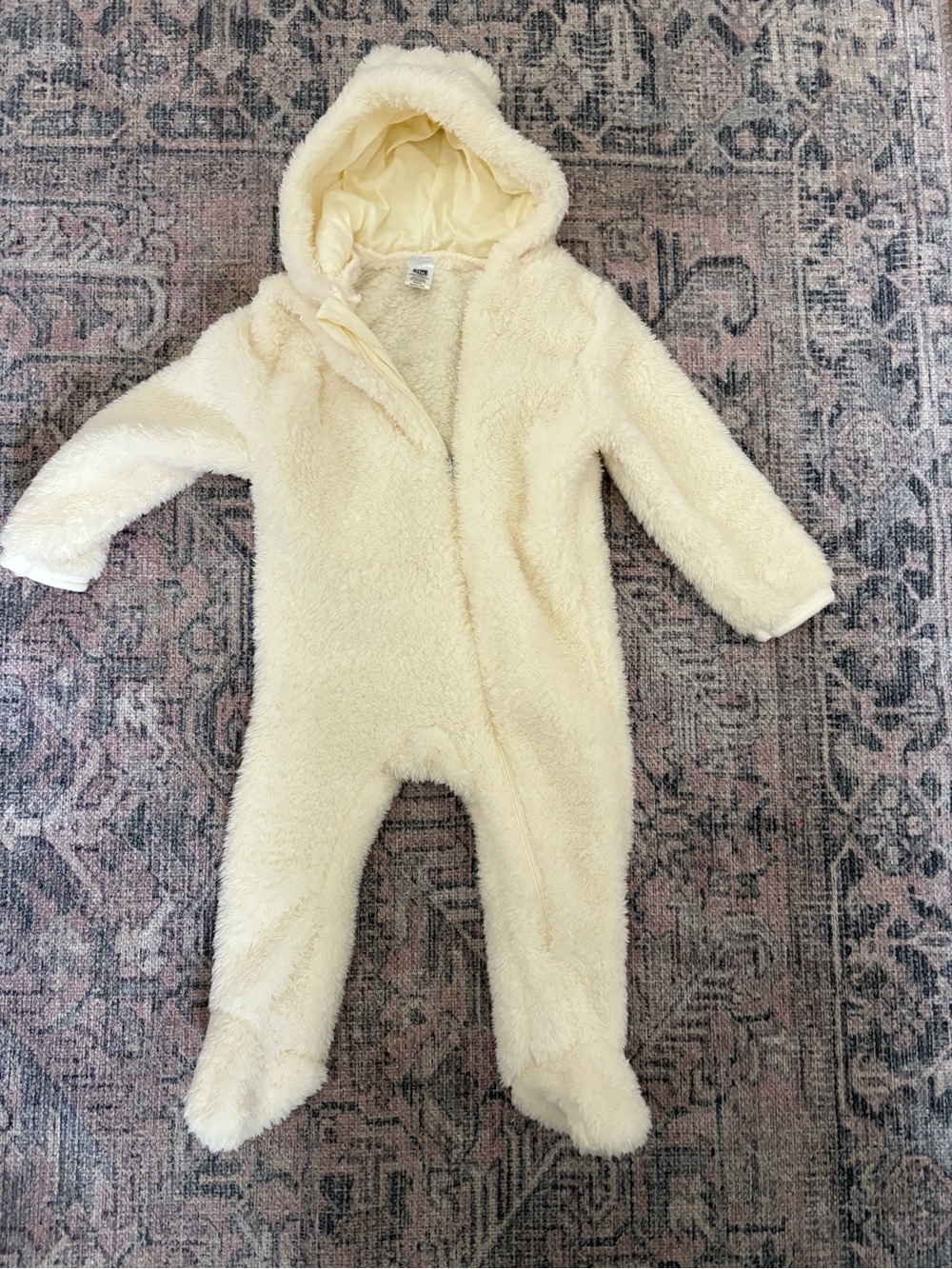 Baby Cream Fleece Hooded One-Piece